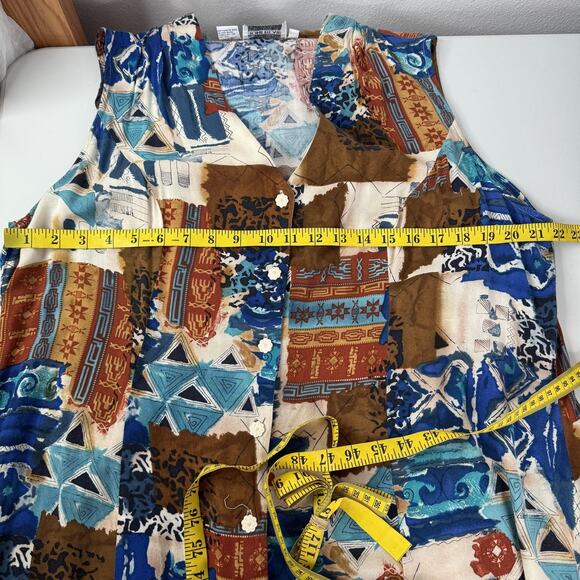 Joni Blair Dress Womens 20 Multicolor Sleeveless Button Southwest Midi Boho - Picture 11 of 13